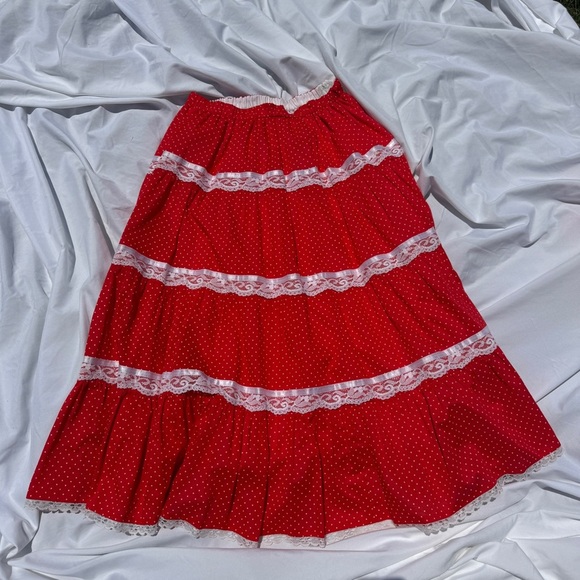 Vintage Pitchfork Brand Red Polka Dot Prairie Set – Lace Trim – L ❤️✨ - Picture 3 of 10